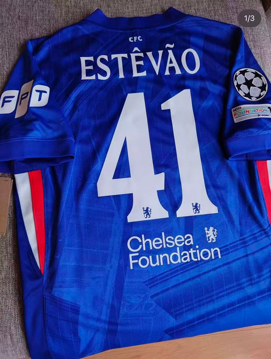 For Mr. TI | Chelsea 25/26 Authentic Home Jersey Long Sleeve | Size S | CL Version | No. 41 | ESTÊVÃO