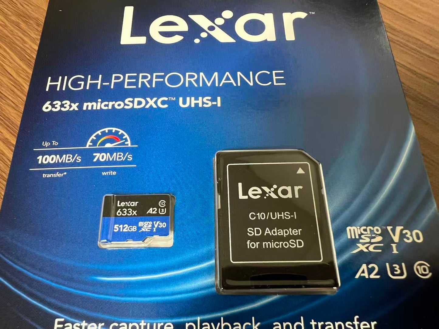 Lexar 512GB microSDXC UHS-I 512GBのmicroSDXCカード、最大100MB/s UHS-I規格、A2クラス