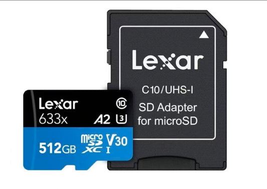 Lexar 512GB microSDXC UHS-I 512GBのmicroSDXCカード、最大100MB/s UHS-I規格、A2クラス